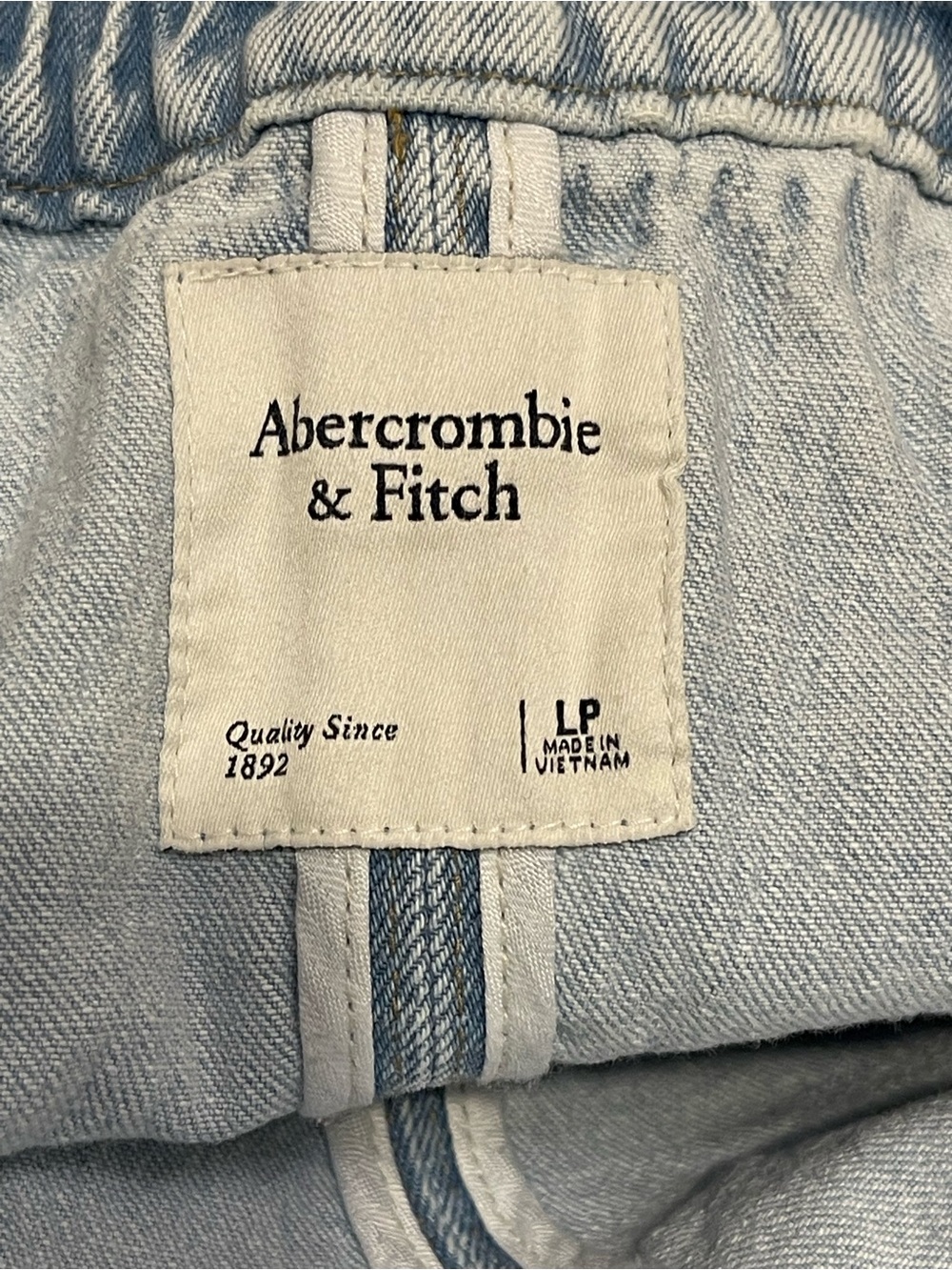 Abercrombie & Fitch Light Blue 90s Y2K Denim Jumpsuit Wide Leg Large Petite Fit - Picture 9 of 12